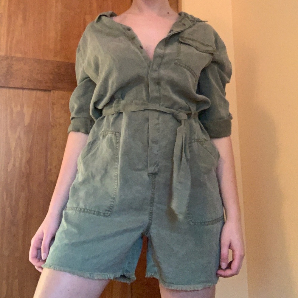 Green demin romper